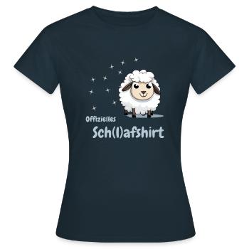 Schlaf-T-Shirt „Schäfchen zählen“ Für süße Träume - Frauen T-Shirt - Navy - Vorne - AI Model Female 172 dark (172cm)