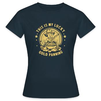 Das ist mein Glücks-Goldwaschen - Frauen T-Shirt - Navy - Vorne - AI Model Female 172 dark (172cm)
