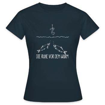 Sturm versus Wurm - die Ruhe vor dem Wurm - Frauen T-Shirt - Navy - Vorne - AI Model Female 172 dark (172cm)