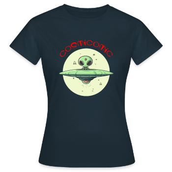 Kosmokomisch - Frauen T-Shirt - Navy - Vorne - AI Model Female 172 dark (172cm)
