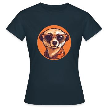 Meerkat with sunglasses, Suricate - Women's T-Shirt - navy - Front - AI Model Female 172 dark (172cm)