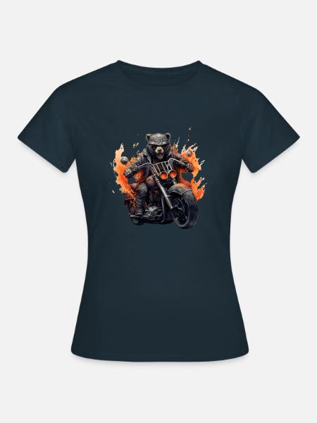 Biker Bär - Frauen T-Shirt - Navy
