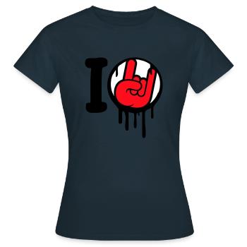 J’aime Heavy Metal Hard Rock Musique Main Geste Coeur - T-shirt Femme - marine - Devant - AI Model Female 172 dark (172cm)