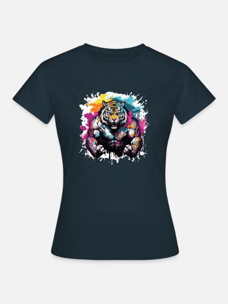 Tiger Muskeln - Frauen T-Shirt - Navy