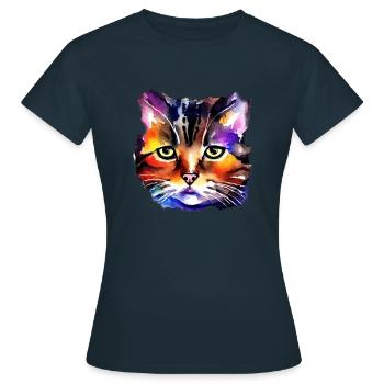 Katzengesicht 5 - Frauen T-Shirt - Navy - Vorne - AI Model Female 172 dark (172cm)