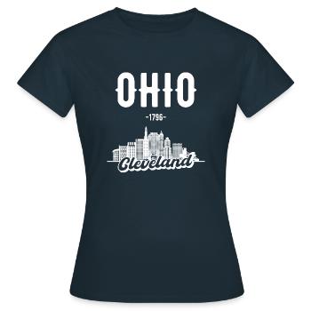 Cleveland Ohio Skyline Cadeau - T-shirt Femme - marine - Devant - AI Model Female 172 dark (172cm)