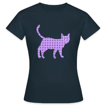 Chat artistique avec tissu violet - T-shirt Femme - marine - Devant - AI Model Female 172 dark (172cm)