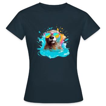 Ninna the bespectacled otter - Women's T-Shirt - navy - Front - AI Model Female 172 dark (172cm)