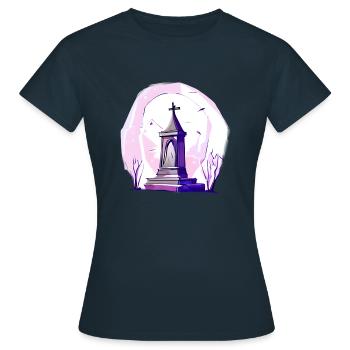 Verlassener Grabstein - Frauen T-Shirt - Navy - Vorne - AI Model Female 172 dark (172cm)