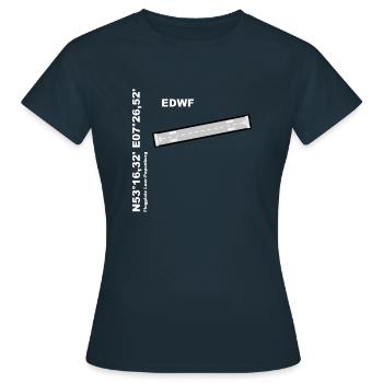 Flugplatz EDWF Design mit Namen und Koordinaten - Frauen T-Shirt - Navy - Vorne - AI Model Female 172 dark (172cm)