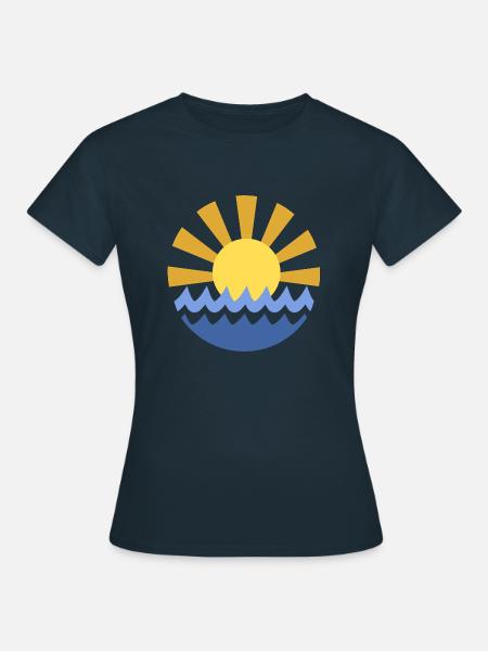 Sonne Welle Wasser Meer Symbol - Frauen T-Shirt - Navy