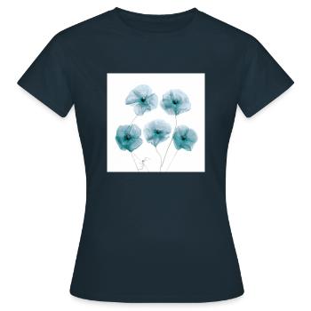 Coquelicot Photo Blanc Bleu Gris - T-shirt Femme - marine - Devant - AI Model Female 172 dark (172cm)