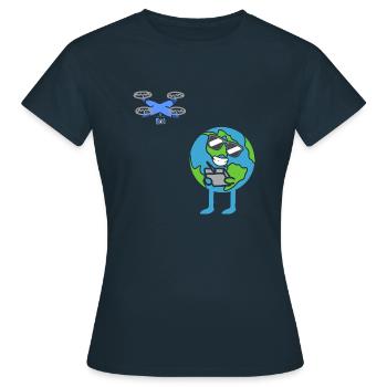 Earth Drone Pilot Earth Day Environment Earth Day - Women's T-Shirt - navy - Front - AI Model Female 172 dark (172cm)