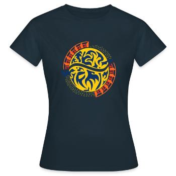 Abstraction en rouge et jaune - T-shirt Femme - marine - Devant - AI Model Female 172 dark (172cm)