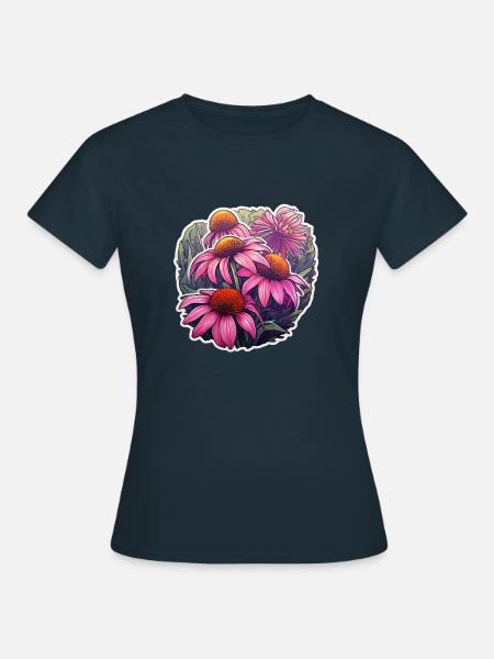Echinaceapflanze 5 Blüten - Frauen T-Shirt - Navy