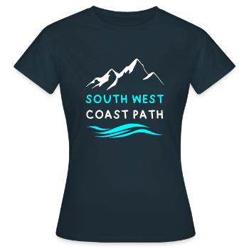 South West Coast Path SWCP England Cornwall Küste - Frauen T-Shirt - Navy - Vorne - AI Model Female 172 dark (172cm)