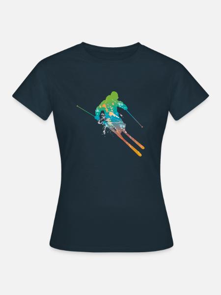 skiing male de - Frauen T-Shirt - Navy
