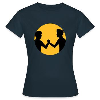 cercle de soleil autour de 2 amis équipe couple frère mains - T-shirt Femme - marine - Devant - AI Model Female 172 dark (172cm)