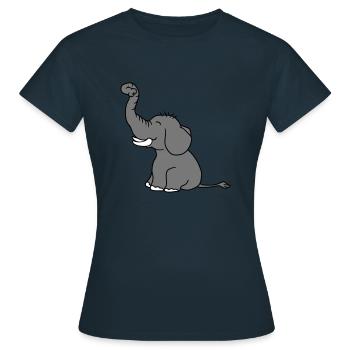 elefant gluecklich niedlich suess klein kind baby - Frauen T-Shirt - Navy - Vorne - AI Model Female 172 dark (172cm)