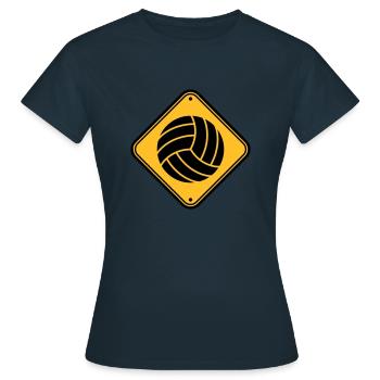 bouclier avertissement danger danger danger volley - T-shirt Femme - marine - Devant - AI Model Female 172 dark (172cm)