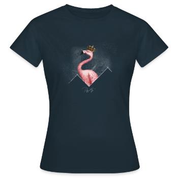 Royalty Flamingo Krone Pink Vogel - Frauen T-Shirt - Navy - Vorne - AI Model Female 172 dark (172cm)