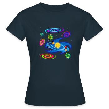 SOLAR SYSTEM (sélectionnez couleur foncée pour cette version) - T-shirt Femme - marine - Devant - AI Model Female 172 dark (172cm)