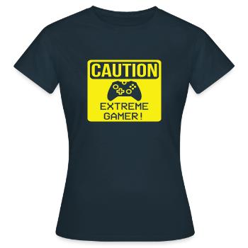 Caution Extreme Gamer! - Women's T-Shirt - navy - Front - AI Model Female 172 dark (172cm)