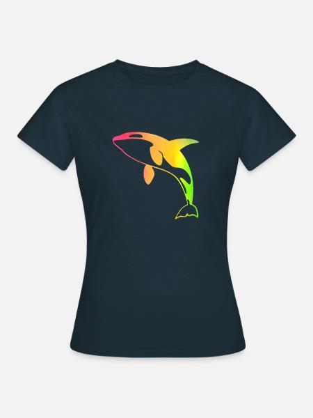 Regenbogen Orca - Frauen T-Shirt - Navy