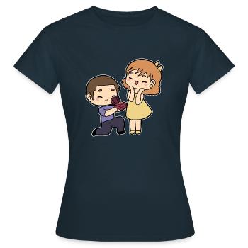 Demande en mariage - T-shirt Femme - marine - Devant - AI Model Female 172 dark (172cm)