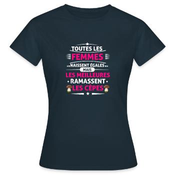 ramasseuse de cèpes Cadeau cèpes humour - T-shirt Femme - marine - Devant - AI Model Female 172 dark (172cm)