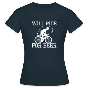 Roulera pour la bière - Bicycle Beer Shirt Motif - T-shirt Femme - marine - Devant - AI Model Female 172 dark (172cm)