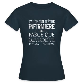 INFIRMIERE - T-shirt Femme - marine - Devant - AI Model Female 172 dark (172cm)