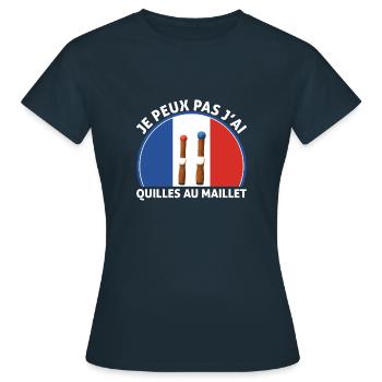 je peux pas j'ai Quilles au maillet - T-shirt Femme - marine - Devant - AI Model Female 172 dark (172cm)