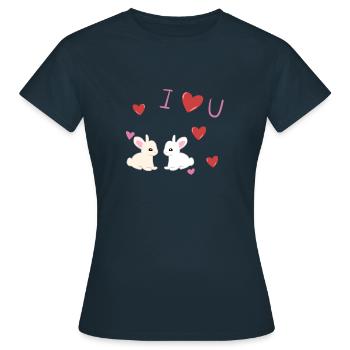 ich liebe dich hasen liebespaar - Frauen T-Shirt - Navy - Vorne - AI Model Female 172 dark (172cm)