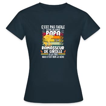 Papa ramasseur de Girole humour Champignons girole - T-shirt Femme - marine - Devant - AI Model Female 172 dark (172cm)