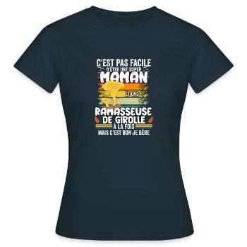 maman et ramasseuse de Girole humour Champignons - T-shirt Femme - marine - Devant - AI Model Female 172 dark (172cm)