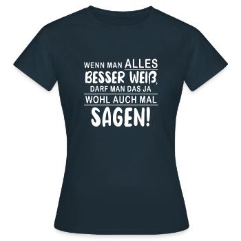 Besserwisser - Frauen T-Shirt - Navy - Vorne - AI Model Female 172 dark (172cm)