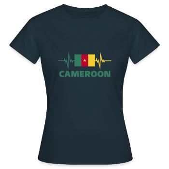 Cameroon Football 2022 heartbeat Cameroon - Women's T-Shirt - navy - Front - AI Model Female 172 dark (172cm)