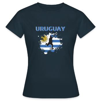 Uruguayischer Fußballfan 2022 - Frauen T-Shirt - Navy - Vorne - AI Model Female 172 dark (172cm)
