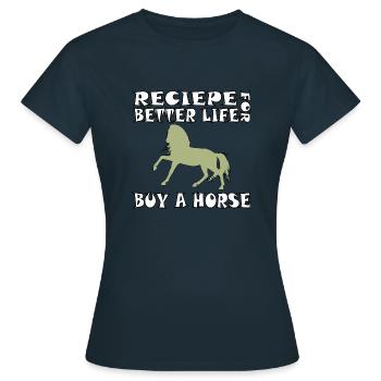 Rezept für das bessere Leben - Frauen T-Shirt - Navy - Vorne - AI Model Female 172 dark (172cm)