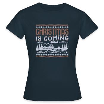 Christmas is Coming - Frauen T-Shirt - Navy - Vorne - AI Model Female 172 dark (172cm)
