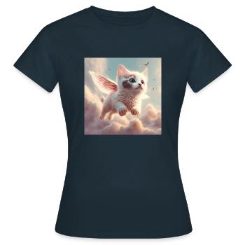 Chaton volant doux - T-shirt Femme - marine - Devant - AI Model Female 172 dark (172cm)