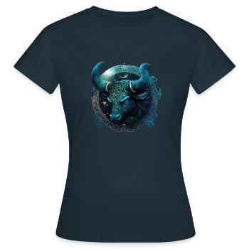 Sternzeichen Stier - Frauen T-Shirt - Navy - Vorne - AI Model Female 172 dark (172cm)