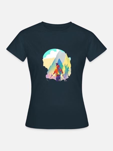 Wandern Bergwandern Bergwanderer Wanderung - Frauen T-Shirt - Navy