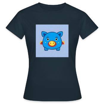Petit cochon bleu mignon - T-shirt Femme - marine - Devant - AI Model Female 172 dark (172cm)
