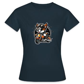 Doux chien sur une moto - T-shirt Femme - marine - Devant - AI Model Female 172 dark (172cm)