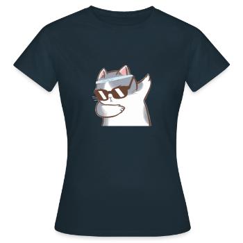Katze mit Dab - Frauen T-Shirt - Navy - Vorne - AI Model Female 172 dark (172cm)