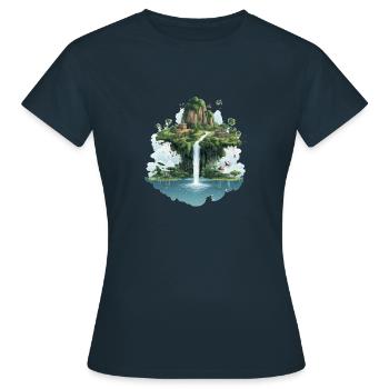 Paysage avec cascade - T-shirt Femme - marine - Devant - AI Model Female 172 dark (172cm)