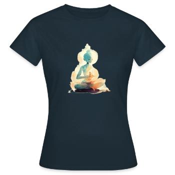 Yoga Padmasana - Frauen T-Shirt - Navy - Vorne - AI Model Female 172 dark (172cm)