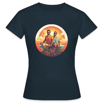 Hommes gais en vacances sur l’île de vacances d’été - T-shirt Femme - marine - Devant - AI Model Female 172 dark (172cm)
